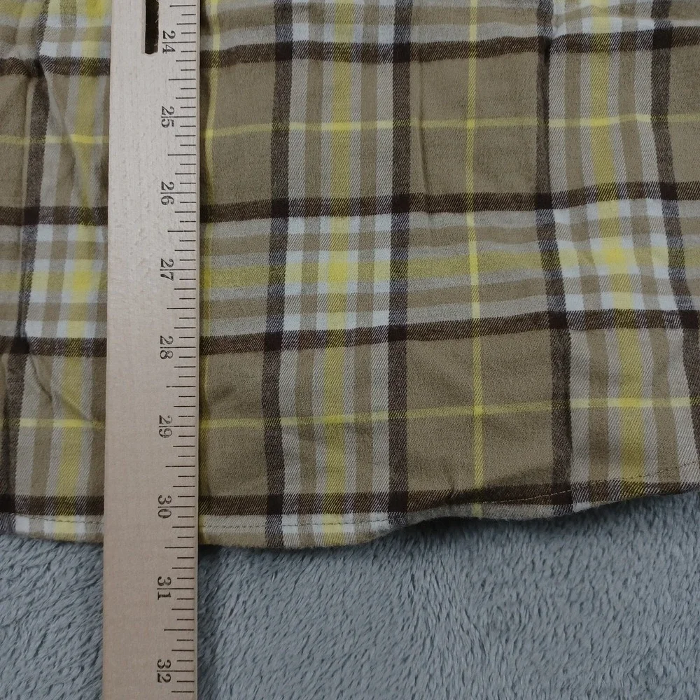 J Crew Shirt Mens XL Brown Plaid FLannel PReppy Button‎ Up Cotton Blend